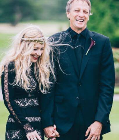 Keegan Hawk father Tony Hawk with his now wife Catherine Good on their big day in 2015.